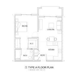 1 Bedroom Floorplan, Blueprint, Gladstone Senior Villas in Azusa, Los Angeles, California